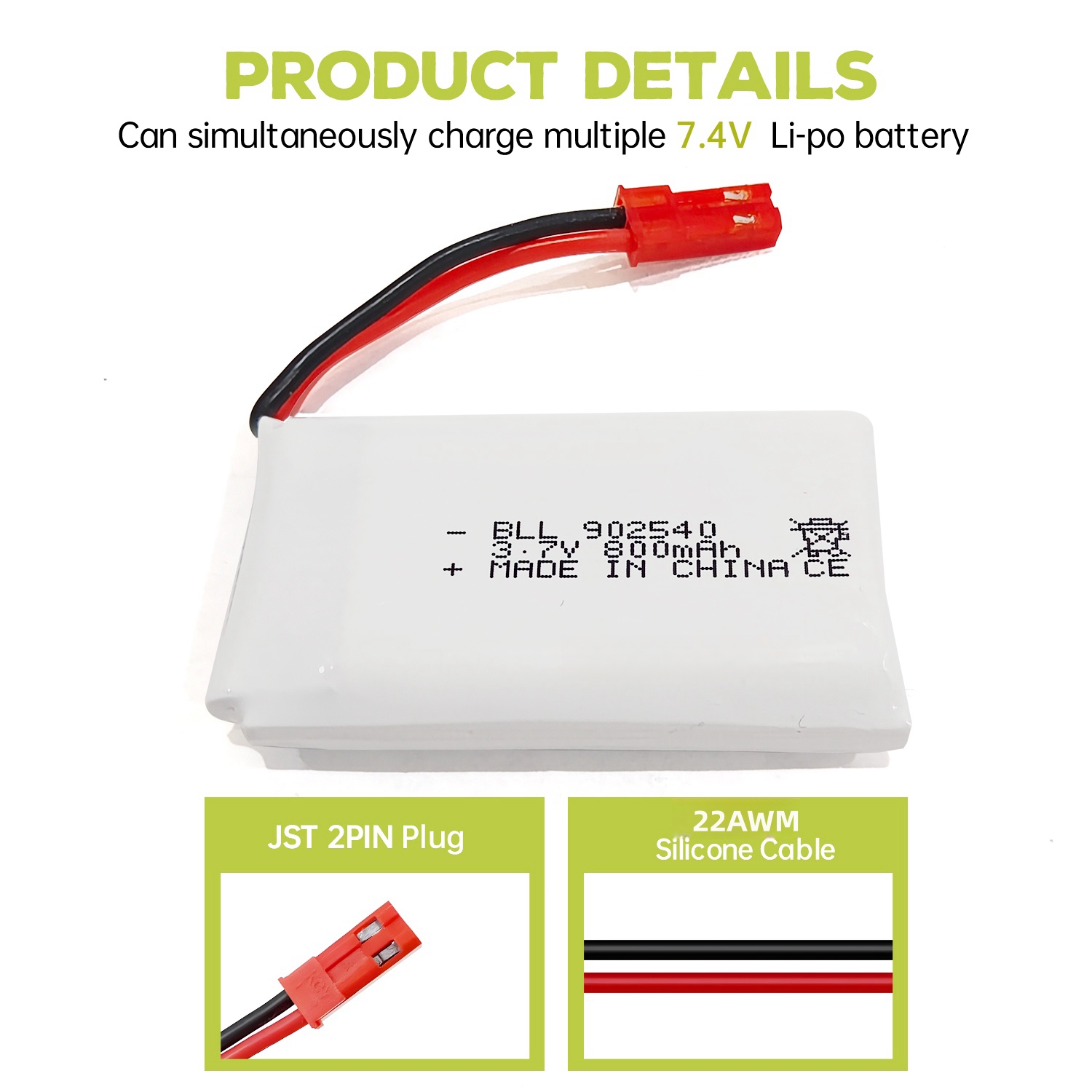 5PCS 3.7V 800mAh 30C Lipo Batt - огляд і ціна Drone Mjx Rc